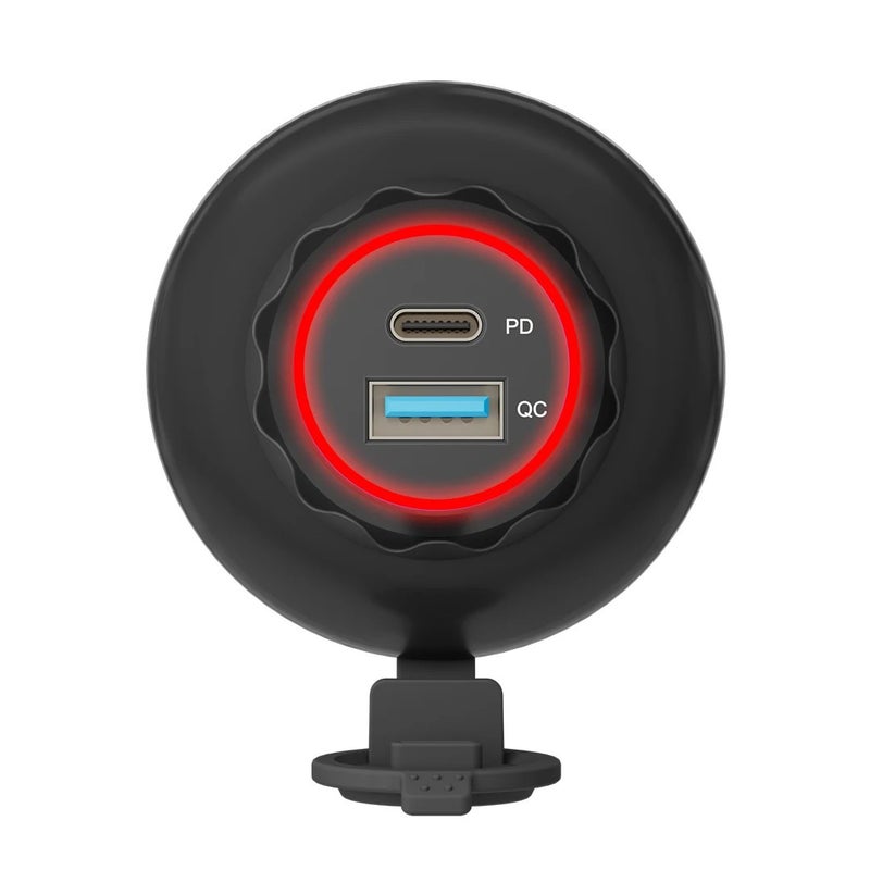 Bluejw DC 12V/24V Panel Mount Dual USB Car Charger Socket with QC 3.0 & Type C PD, for Train Tram Marine Boat Car Bus Seat - Automobile Chargers - Image 1